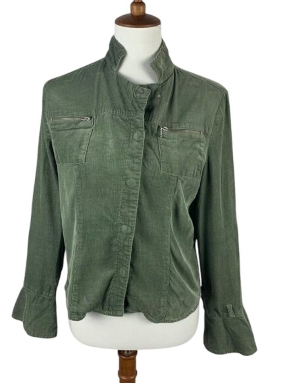 Kenzie Green Corduroy Shirt Jacket Womens Size 8